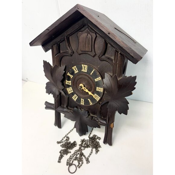 Antique Wood West Germany Cuckoo Wall Clock - Picture 3 of 11
